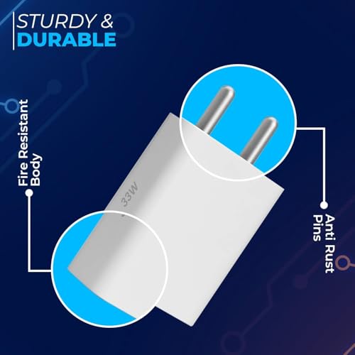 Image of Type C Quick Power Charging Adapter Compatible with Nothing Phone 4a|4a Pro|3|3a Lite|3a Pro|2a| 2a Plus|2|CMF 2 Pro|1|Buds|Rapid Type C Charger Adaptor, White | BIS Certified