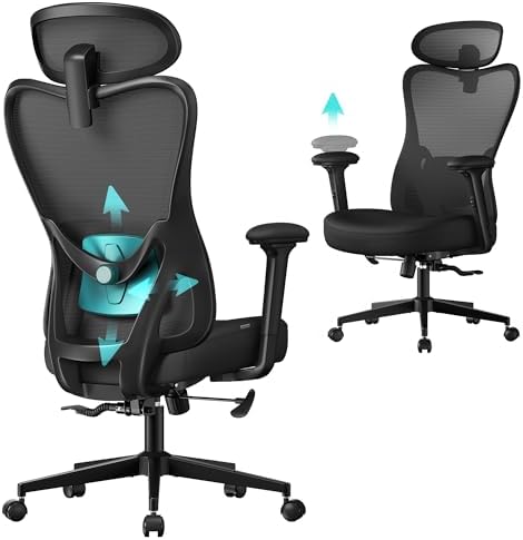 SONGMICS Silla de Oficina Ergonómica, Silla de Escritorio, con Re...