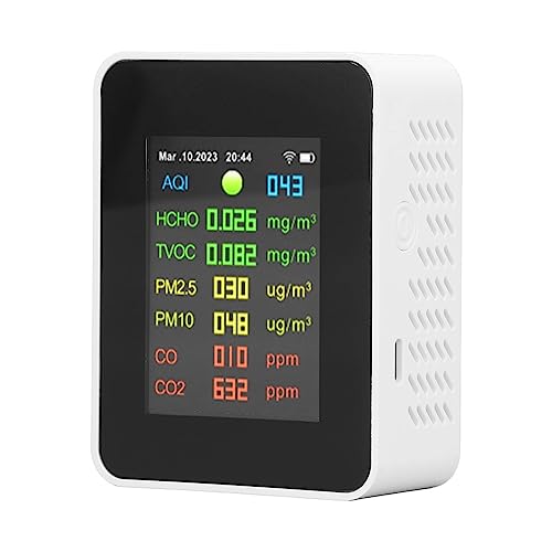 9 in 1 Air Quality Monitor with Color LCD Display, Multifunctional Indoor Test Meter, Air Detector for Home Office Classroom Car Testing