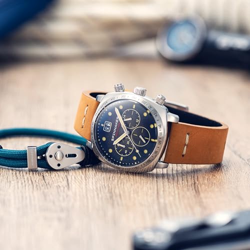 Image of Spinnaker Men's 42mm Hull Chronograph Watch with Leather Strap SP-5068