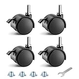 ANDUTEES Stem Casters, 1.5 Inch Furniture Casters Set of 4, Threaded Stem Diameter 5/16' Plastic Locking Caster Wheels, Black Swivel Small Castors with T-Nuts, for Table, Cabinet, Storage Rack