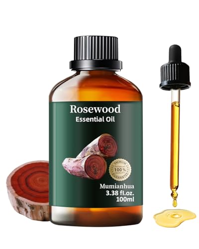 Rosewood Essential Oil Pure, Mumianhua Natural Organic Pure Premium Therapeutic Rosewood Oils for Skin, Body, Hair Care, Diffuser, Candle, Soap, Making, DIY, Massage 3.38 Fl Oz