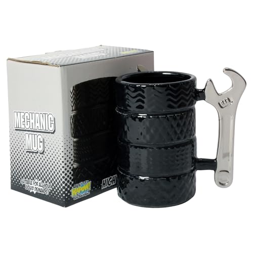 Mechanic Mug - Spanner and Tyre Shaped Cup - Gift Boxed Present for Mechanic or Engineer