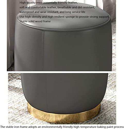 Tabouret de canapé de luxe en cuir gris et structure fer forgé