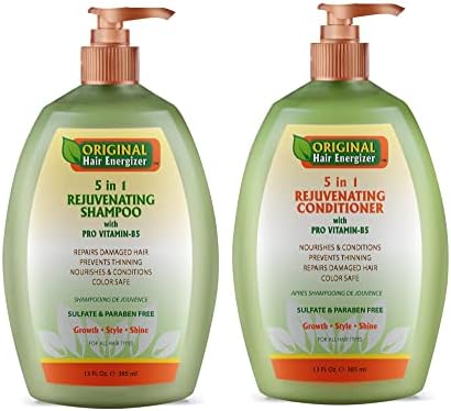Original Hair Energizer Growth Shampoo & Conditioner - 2 in 1 Set , 13 fl oz each - DHT Blocker + PH Balancer Duo, Pro Vitamin-B5 Sulfate-Free - Stop Loss & Thinning at Root - Regrow Treatment for Male & Female