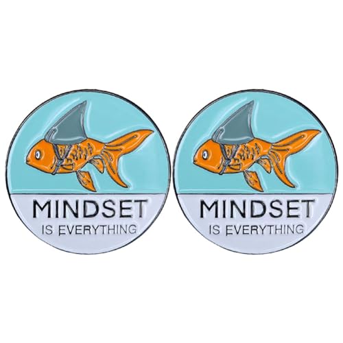 Image of Shark Goldfish Carp Enamel Pin Mindset Is Everything Brooch Pin Badge for Men and Women