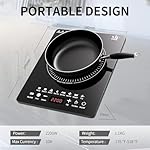 Portable Induction Cooktop, Countertop Burner with Multi-Function, 2200w Electric Stove with Easy Clean Glass, 8 Modes Sensor Touch Cooker (WI2) - Image 2
