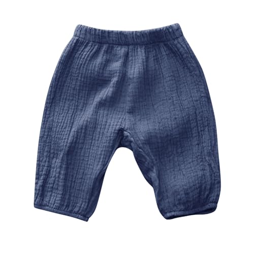 Toddler Kids Harem Pants for Boys Girls Elastic Waist Solid Color Soft Trousers Cotton Lenin Comfy Baggy