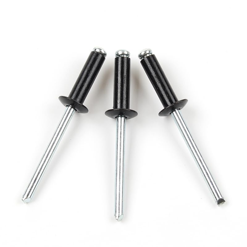 100pcs Open end Blind Rivets with Break Pull Mandrel and Round headBlack Round Head Aluminum rivetsBaked Black colorBaked Black Aluminum Pull Studs(4 * 10)