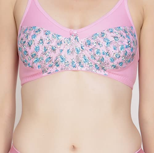 Image of Women Padded Printed Bra - Made of Pure Cotton Full Coverage Non Wired Seamless Pushup Soft Cup for T-Shirt Saree Dress Sports Garment for Daily Use Everyday