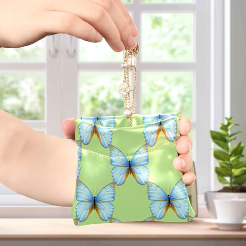 Pastel Blue Butterflies Coin Purse Leather Pouch Change Purse, Squeeze Coin Pouch for Cards, Keys & Lipsticks, Unisex4
