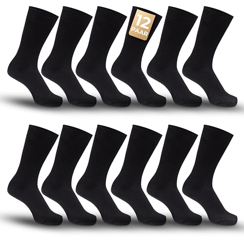 Chaussettes pour homme en coton noir d'une douceur supérieure, lot de 12 paires durables