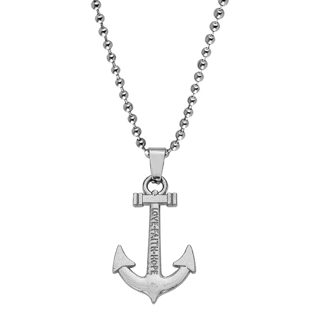 M Men Style Love Faith Hope Anchor Ship Wheel Nautical Silver Zinc Metal Ship Pendant Necklace Chain for Men and Women (B09HNVPZ69) Amazon Price History, Amazon Price Tracker