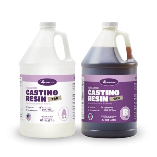 Alumilite Amazing Casting Resin Tan, 2 Gal (1 Gal Part A + 1 Gal Part B) – Ideal for Pouring Small to Large Durable Pieces, Arts, Crafts, and Architecture Molds, 30-Minute Demold Time