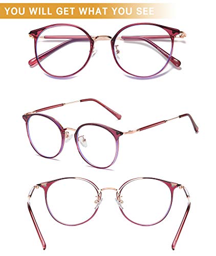 Image of DUCO Blue Light Glasses for Women Men Blue Ray Blocking Glasses Computer Glasses for Teens Retro Round Eyeglasses W013