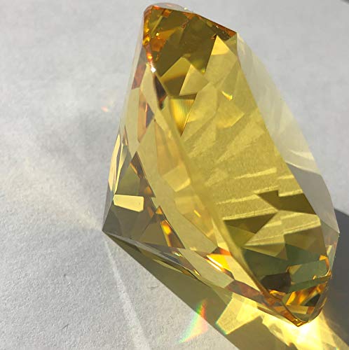 FAIRY TAIL & GLITZER FEE Diamant de verre en cristal de 5 cm - Diamant décoratif brillant - Jaune Cover