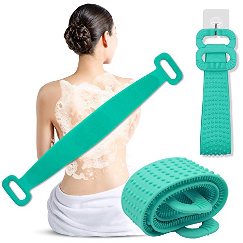 Back Scrubber for Shower, ALLYAG Extended Length Silicone Body Scrubber, Exfoliating Brush with Food Grade Silicone Material, Double Sides Design, Deep Clean, Long Lasting and Super Soft for Women Men