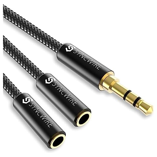 Syncwire Headphone Splitter, Nylon-Braided Extension Cable Audio Stereo Y Splitter (Hi-Fi Sound), 3.5mm Male To 2 Ports 3.5mm Female Headset Splitter for Phone, PS4, Switch, Tablets & More