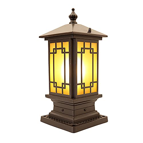 Mengjay Trade Luz de Farola Lámpara de Sobremuro Exteriores Farola de Exterior Impermeable Antigua E27 Negra Luces de Jardín Luz de Poste Luz de Pedestal Retro Caminos Patio Terraza Escalera césped