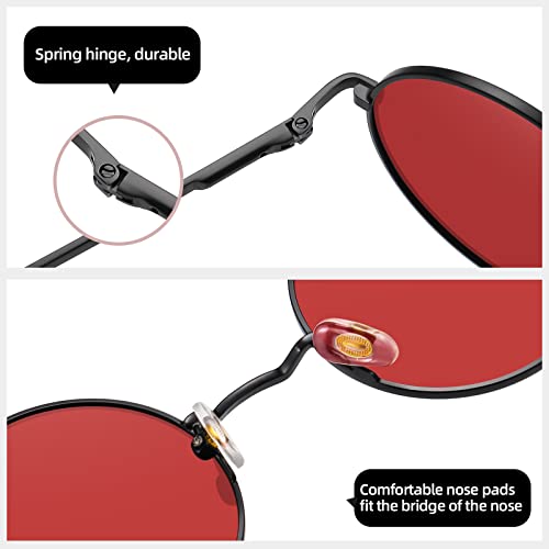 Image of MEETSUN Small Round Polarized Sunglasses for Men Women Metal Retro Hippie Circle Sun Glasses Driving Festival Cosplay UV400