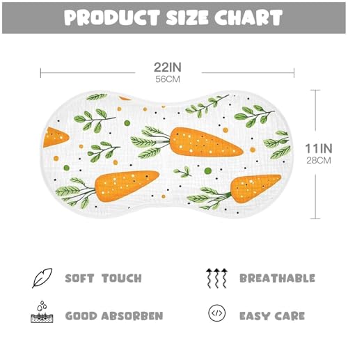 4 Pack Baby Burp Cloths, Soft Absorbent Burping Cloths for Babies, Cotton Milk Spit Up Rags, Large Size for Newborns, Baby Boys and Girls (Cute Carrot)4