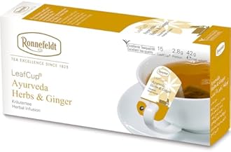 Ronnefeldt LeafCup Ayurveda Herbs & Ginger Chai – Naturally Caffeine-Free Loose Leaf Herbal Tea with Ginger, Fennel & Spices – 15 Individually Wrapped Tea Bags