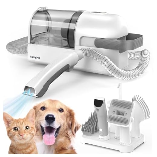 lvittyPet Dog Grooming Kit & Pet Hair Vacuum 2 in 1(Low Noise) Professional Pet Grooming Vacuum with Powerful Suction 1.8L,5 Pet Grooming Tools for Dogs Cats Vacuum for Shedding Grooming