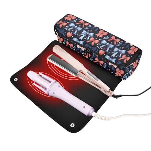 Bolsa organizadora de viaje resistente al calor para herramientas de cabello, alfombrilla aislante para planchas, rizadores y accesorios de cuidado capilar miniatura 2