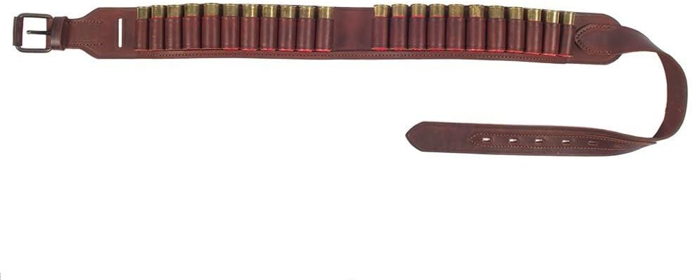 VlaMiTex Leather Shotgun Shell Cartridge Belt 12 ga Gauge 22 for Rifles, Buttstock Shell Holder, Hunting Ammo Bandolier Belt 12 ga 22