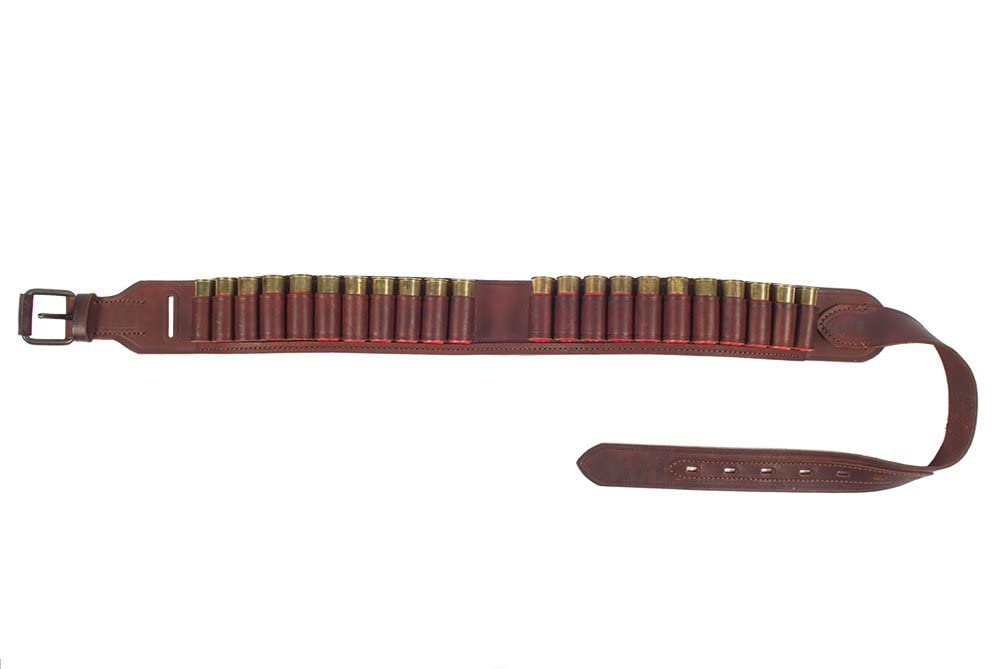 VlaMiTex Patronengürtel Echt-Leder Braun/Schwarz 12 kal