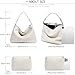 Women Boston Bag Woven Tote Vegan Leather Handbags Female Satchel Messenger Bag Fashion Shoulder Crossbody Bag Casual Hobo (Ivory White)