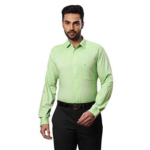 Image of Raymond Men's Pure Cotton Solid Pattern Slim Fit Regular Collar Full Sleeve Casual Shirt