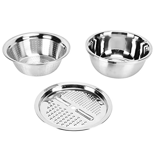 Althwuyu Juego de lavabo de drenaje de acero inoxidable 3 en 1 con cuenco para enjuague de arroz, lavabo para amasar y plato para cortar, herramienta de cocina para preparación de