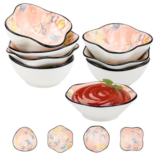 YBCCBY 8 Stk Keramik Dipschalen Saucenschälchen Tapas Schalen Set Snackschale Knabberschale Mini Gewürzschale Snack Bowl Snackschalenset Dessertschale Keramikschale Klein Servierschale für Soja Sauce