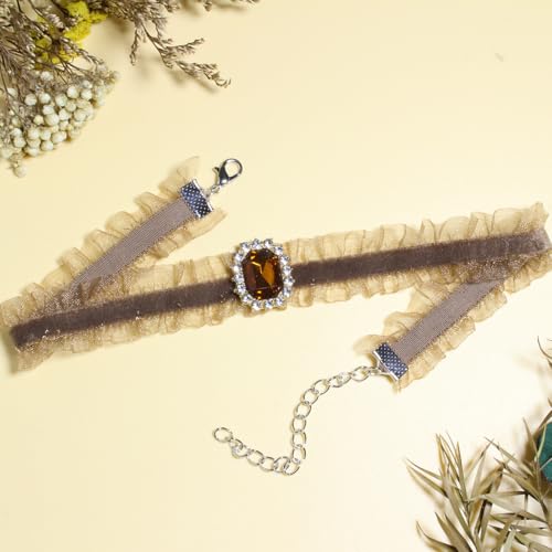 Nova&Aria Chokers Set For Women Heart Choker Necklaces Flower Pendant Velvet Cute Pink Turquoise Blue White Black Choker Necklace Christmas Colorful Lace Chokers3