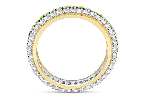 Jewel Zone US Round Cut Green Simulated Peridot Eternity Ring in 14K Gold Over Sterling Silver4