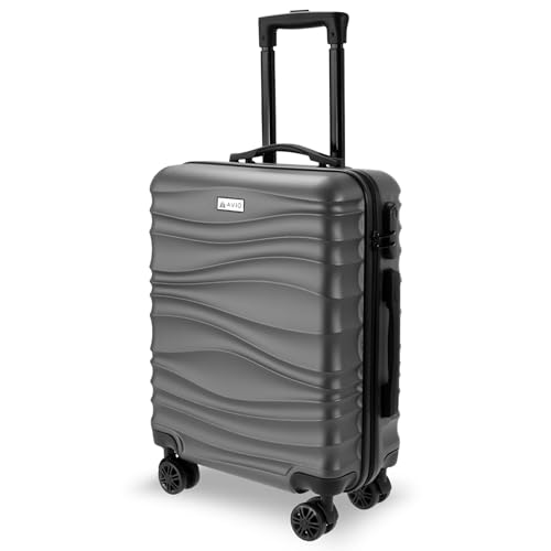 AVIO Wave Cabin Suitcase 55x40x20cm - Lightweight Double-Wheel Luggage Bag w/Combi Lock, 2 Internal Pockets, Telescopic Handle w/ 3 Heights, Durable ABS Hard Shell RyanAir, EasyJet, British Airways