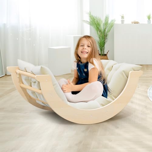 STYPLZ Gimnasio Bebe Madera,Juego de Escalada Montessori, Juguetes de Escalada para Interiores,Juego de Escalada con 2 Combinaciones para niños pequeños(A)