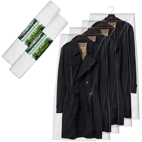 Party Bargains 60x24 Inch Clear Plastic Garment Bags, 100 Pack Cover