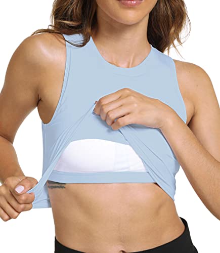 Image of Sports Bras for Women Removable Padded Athletic Yoga Running Crop Tops Sleeveless Gym Workout Tops