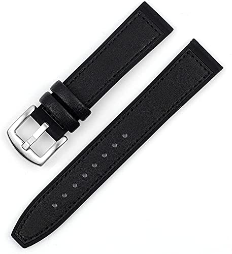 Bracelet montre 20mm silicone étanche et cuir noir anti-transpiration