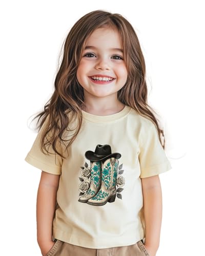 JingleFolk Cowgirl Shirt for Girls Tollder Cow Girl Shirts Horse Tee Summer Clothes Western Outfit Cotton Short Sleeve 2-8Y