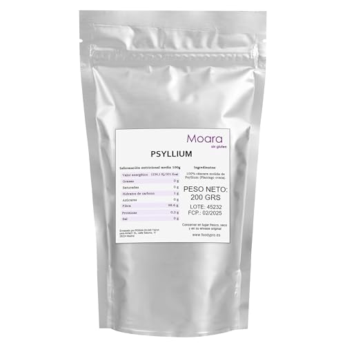 Cascara molida de Psilio rubio en polvo - Fibra plantago ovata molido - Organic psyllium husk fibre...