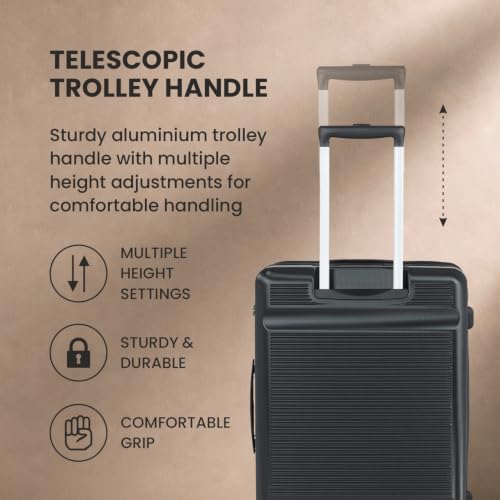 Image of SWISS MILITARY Pascal Hard 68cm Lightweight PC Medium Check in Travel Luggage Trolley Bag with Anti-Theft Zippers & 3-Dial Lock, 360 Wheels, Wet Pocket & Aluminium Handle Suitcase Capacity 93L-Black