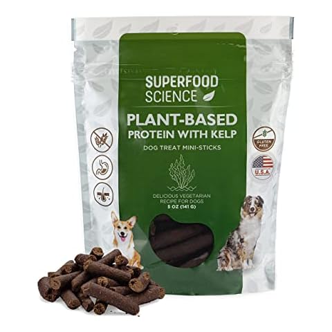 Hypoallergenic Healthy Dog Treats: Plant-Based Vegetarian Dog Snacks w/ Kelp, Sweet Potato, Chia, Flaxseed, Coconut Oil for Skin & Coat, Grain & Gluten-Free Vegan Protein Dog Treats Training, 5 oz Cover