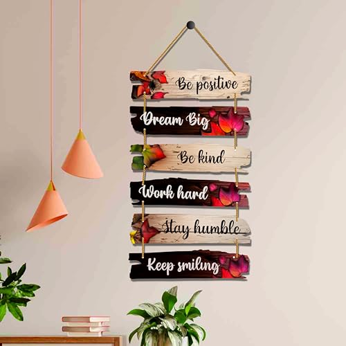 Image of EXPLEASIA Decorative Wall Hanging Wooden Art Decoration Item for Home Office Living Room Bedroom Decoration Items Home Decor Gift Items (Be Positive Dream Big)