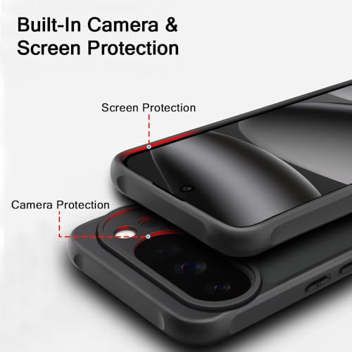 Image of TheGiftKart Hybrid Matte Frosted Translucent Back Cover Case for Google Pixel 10 Pro | Shockproof Design | Camera Protection Module | Hard Back Cover Case for Pixel 10 Pro (PC & TPU, Frost Black)