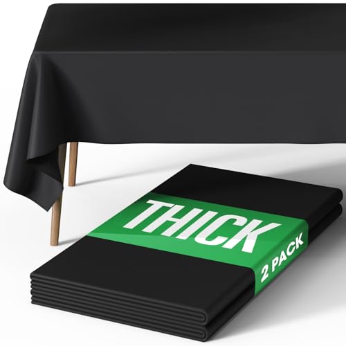 Image of Pureegg Polyester Tablecloth 60 inch x 84 inch Reusable & Washable 2 Pack Black