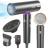 YASHE Hair Dryer with Diffuser, 1400W High-Speed Brushless Motor, 110,000 RPM Fast Drying of All Hair Types, Thermo-Control Negative Ionic Blow Dryer, 4 Temps & 3 Speeds, Lightweight for Home Travel