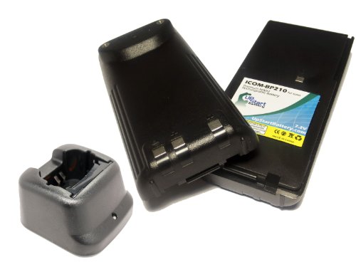 2X Pack - BP-210N Battery + Charger for Icom IC-V8, IC-V82, IC-A6, IC-A24, IC-T3H, IC-A6E, IC-F3GS, IC-F21 Two-Way Radio (1600mAh, 7.2V, NI-MH)